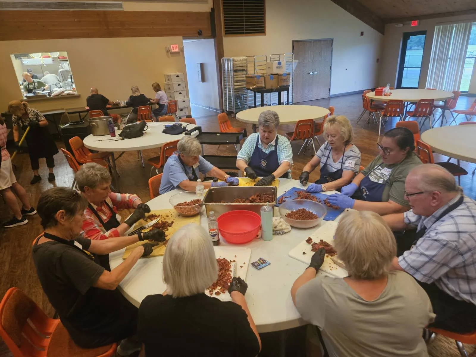 Parish volunteers preparing homecooked festival food together