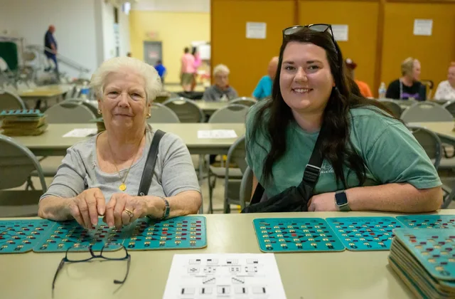 Guests playing bingo in the Parish Activity Center