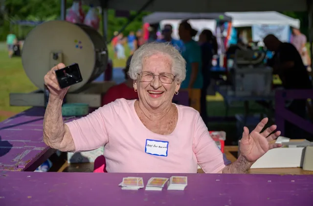 Volunteer selling instant bingo tear-off tickets