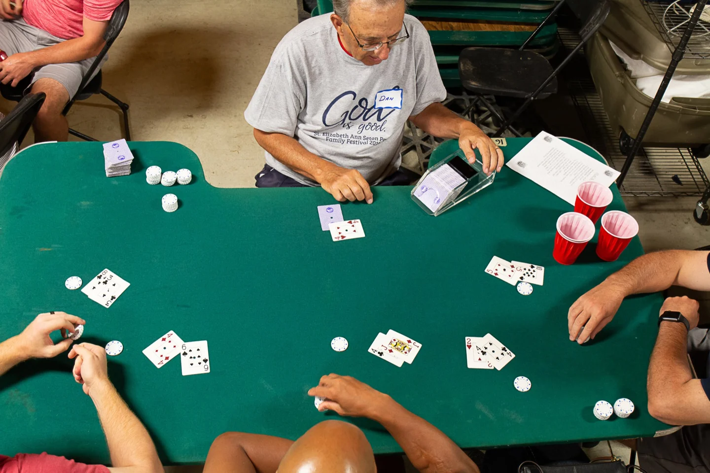 Cards and chips on a Monte Carlo table